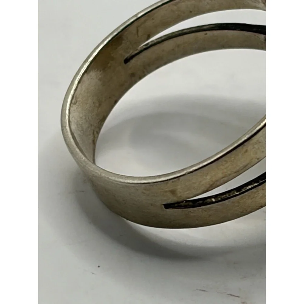 Vintage 925 Sterling Silver Monogram M Repousse Signet Statement Ring Size 7.75